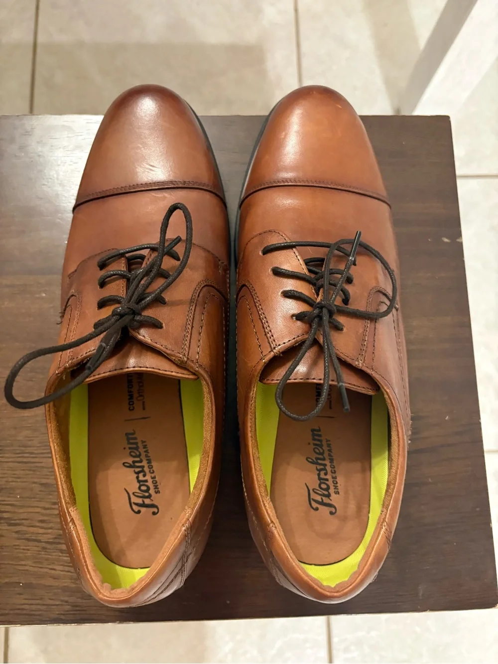 Florsheim Brown Leather Loafer with Lime Accents 11